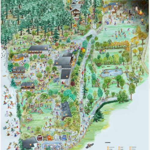 Dieses Bild zeigt eine Wimmelbild-karte des Abenteuerdorfes Wittgenstein.